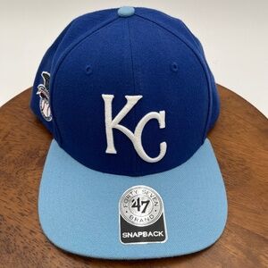 NWT Kansas City Royals MLB SnapBack 47 Brand Captain Adjustable Cap 2 Tone Blue